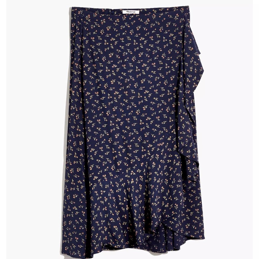 Madewell Ruffle-Wrap Midi Skirt in Spring Fling